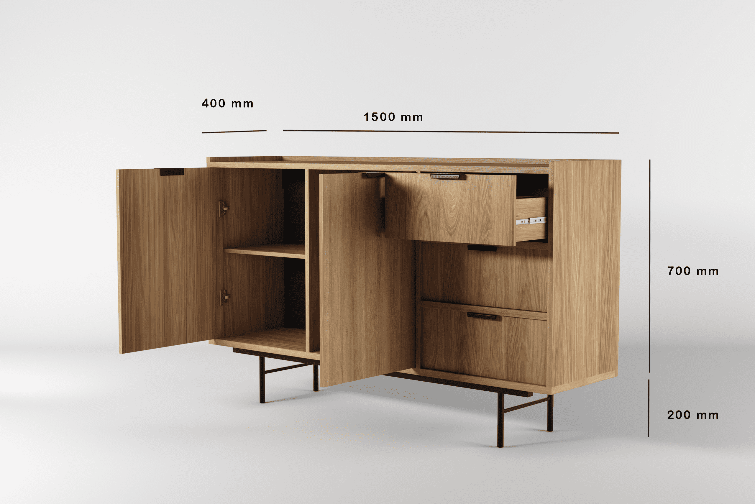 Edison Komoda 2D3S – Dąb Hikora