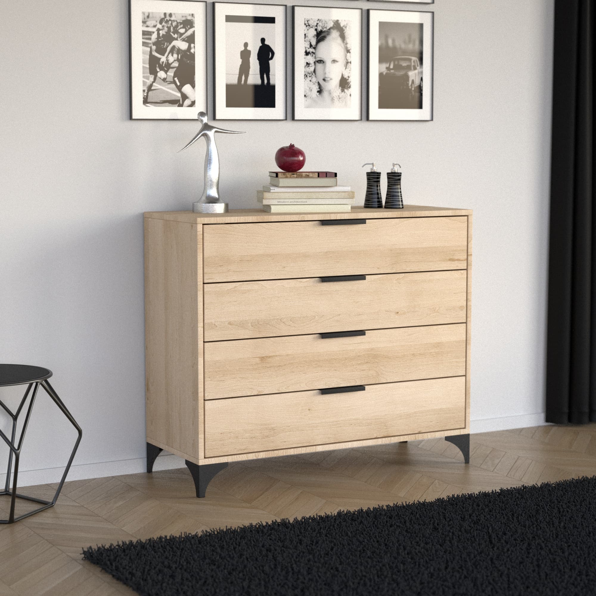 Komoda 4S z czterema szufladami dąb artisan