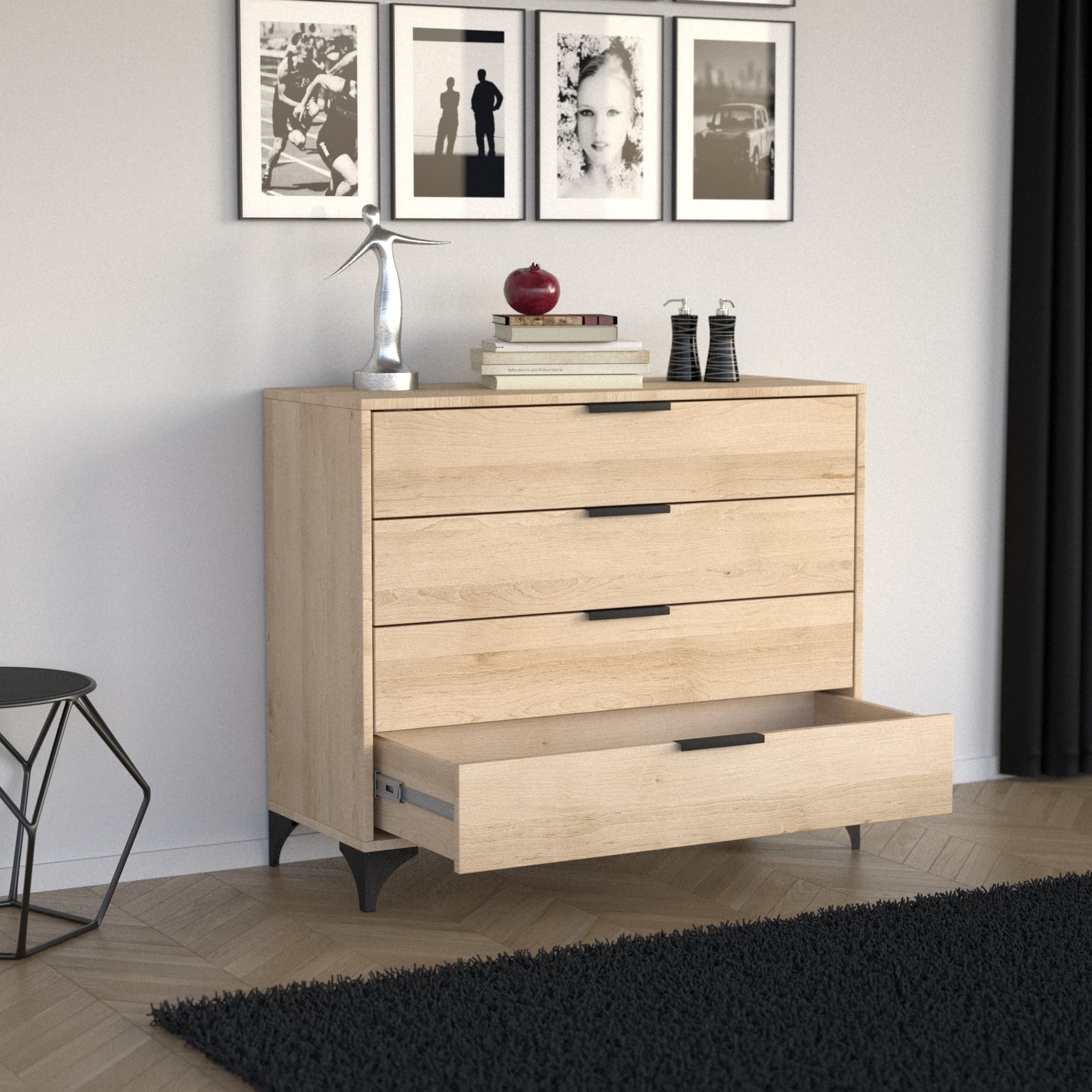 Komoda 4S z czterema szufladami dąb artisan