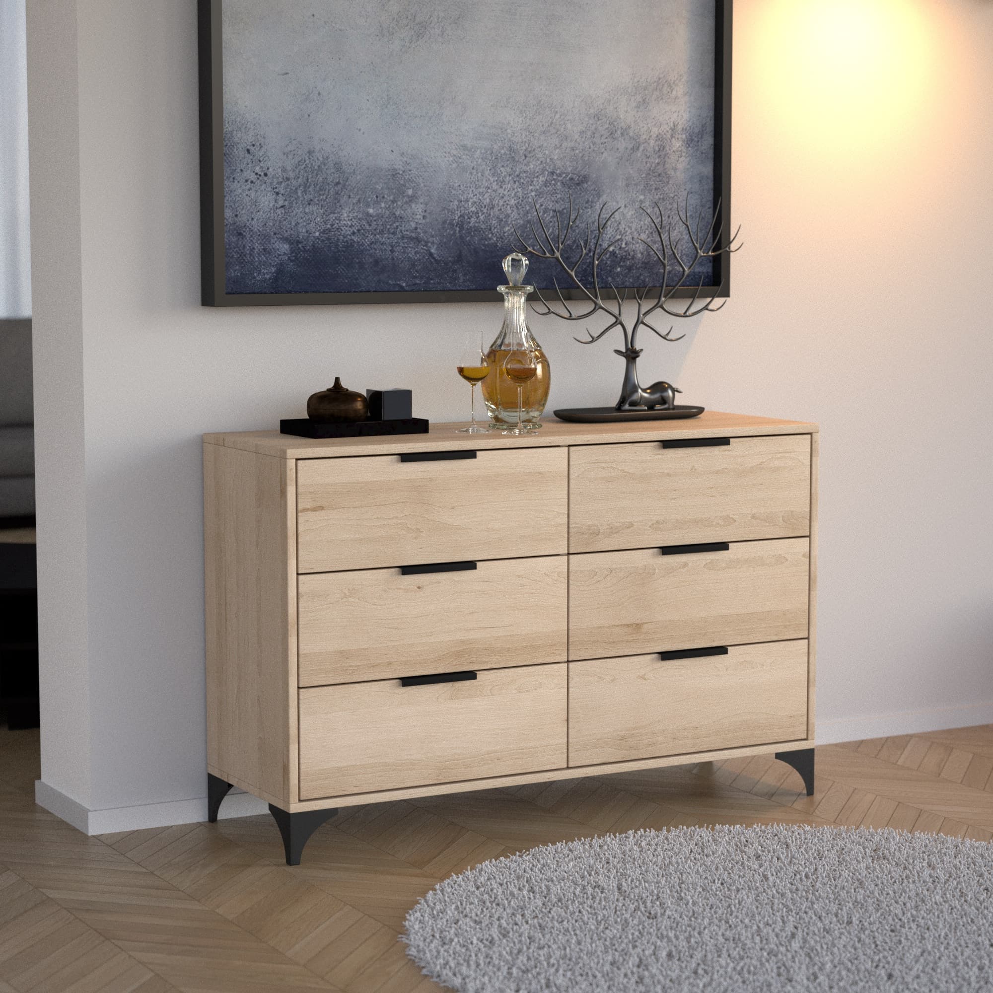 Komoda 6S z sześcioma szufladami dąb artisan