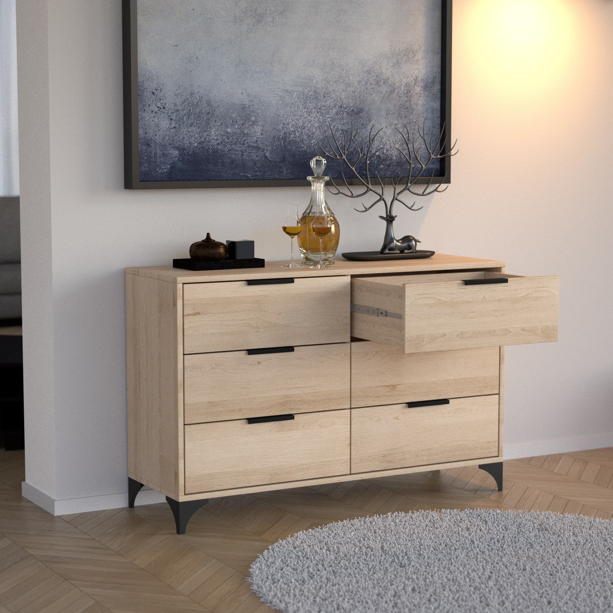 Komoda 6S z sześcioma szufladami dąb artisan