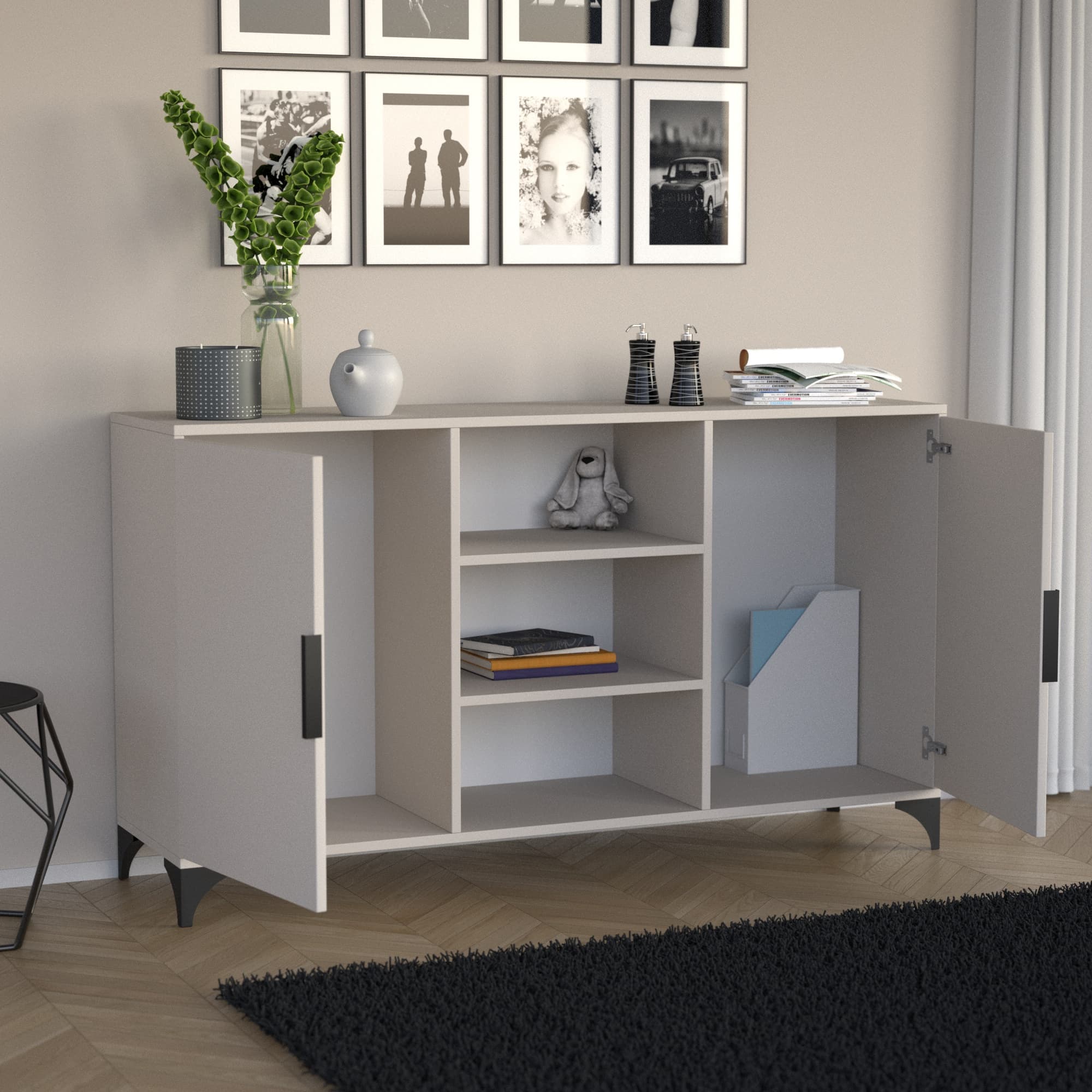 Komoda 2D2P dwudrzwiowa z półkami kaszmir