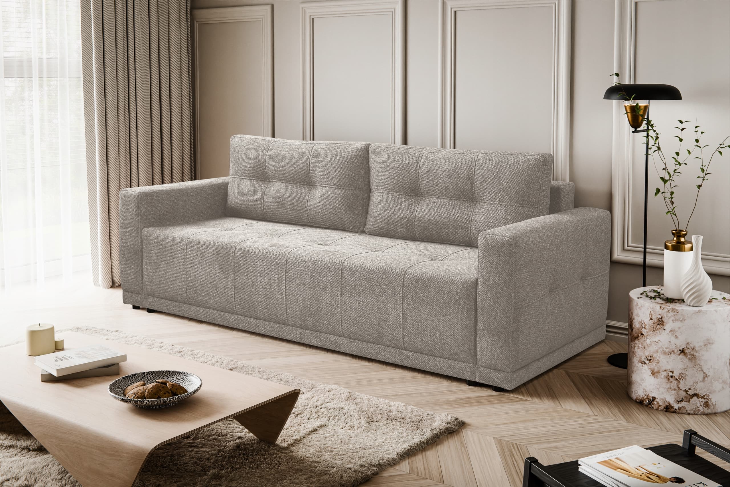 Sofa kanapa LUSSO rozkładana z funkcją spania szara