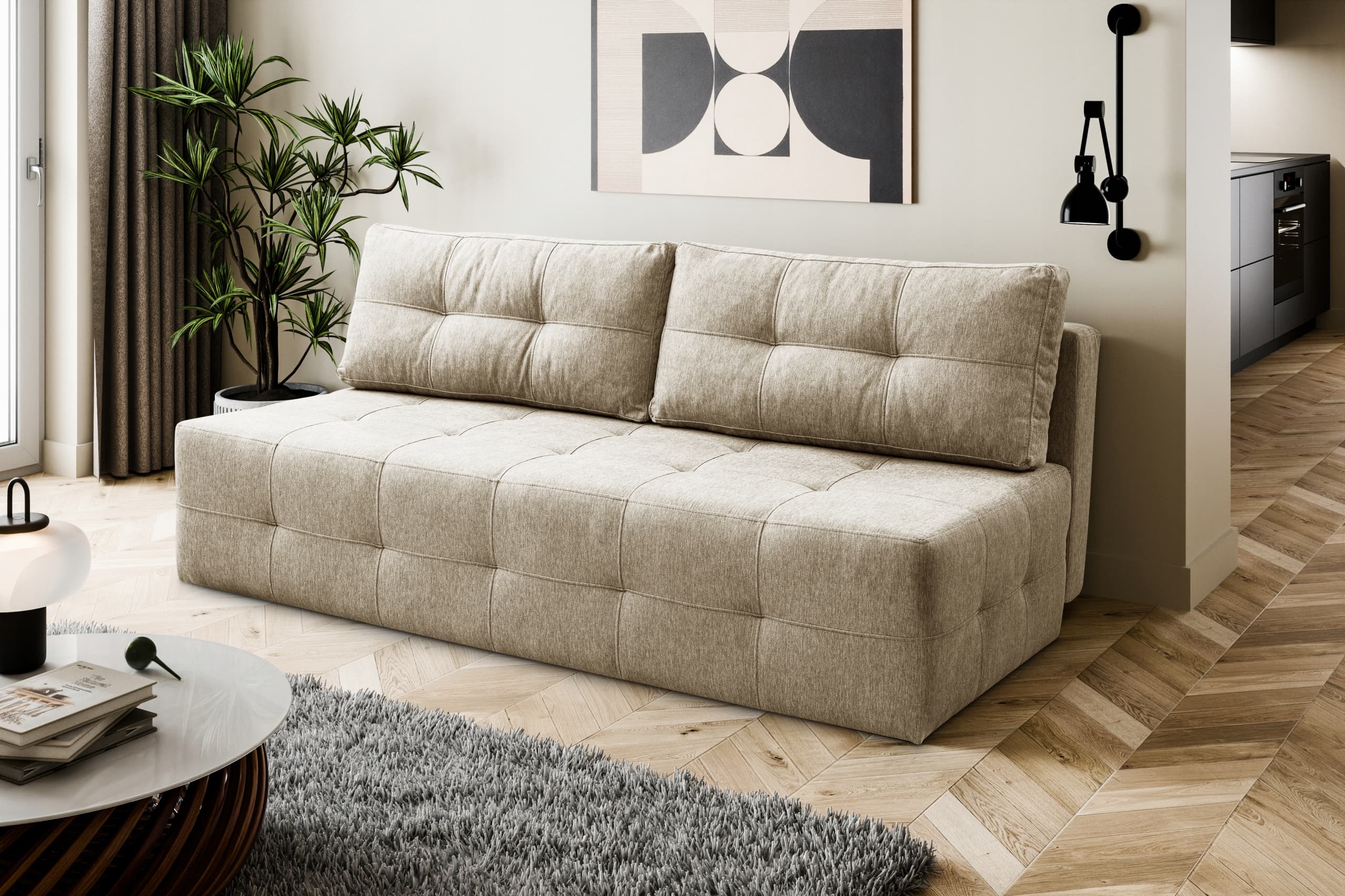 Sofa kanapa VERA rozkładana z funkcją spania beżowa