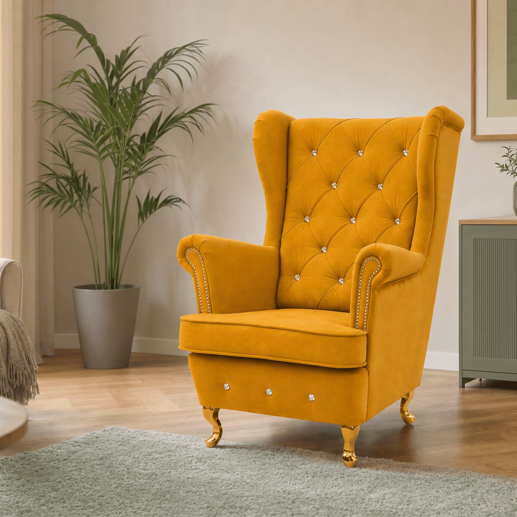 Fotel Pikowany Uszak Glamour